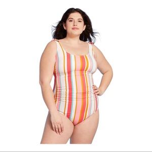 Kona Sol Size 16W One-piece Swimsuit in Stripes